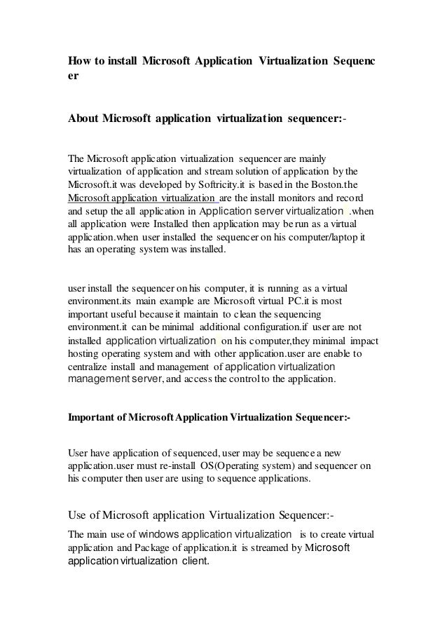 How to install microsoft application virtualization