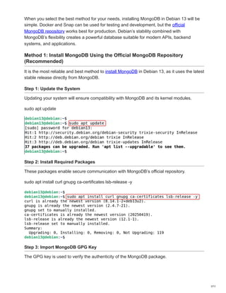 How to Install MongoDB on Debian 13. pdf | PDF
