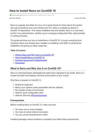 How to Install Nano on CentOS 10. pdf | PDF