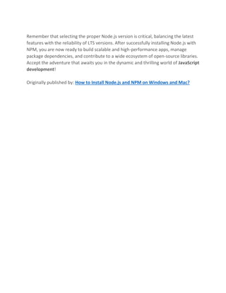 How to Install Node.js and NPM on Windows and Mac? | PDF