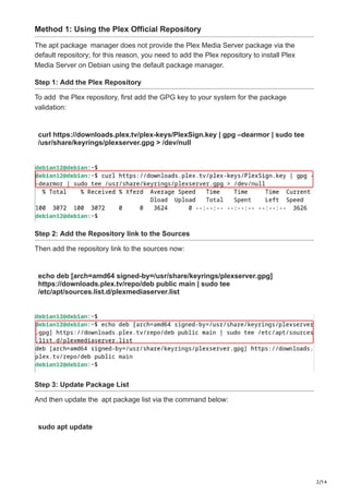 Firstronic Plex Checklist.pdf How to Install Plex Media Server on Debian 12.pdf
