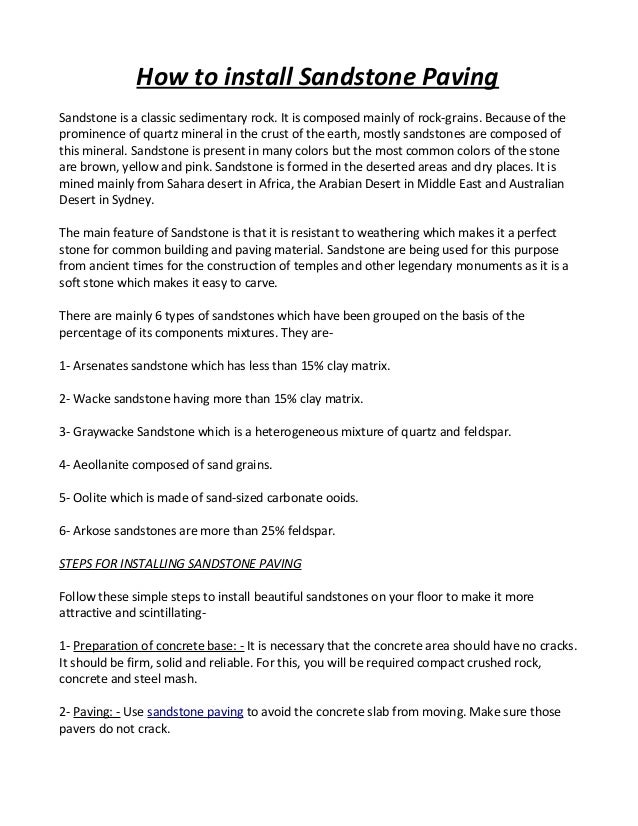 How to install sandstone paving