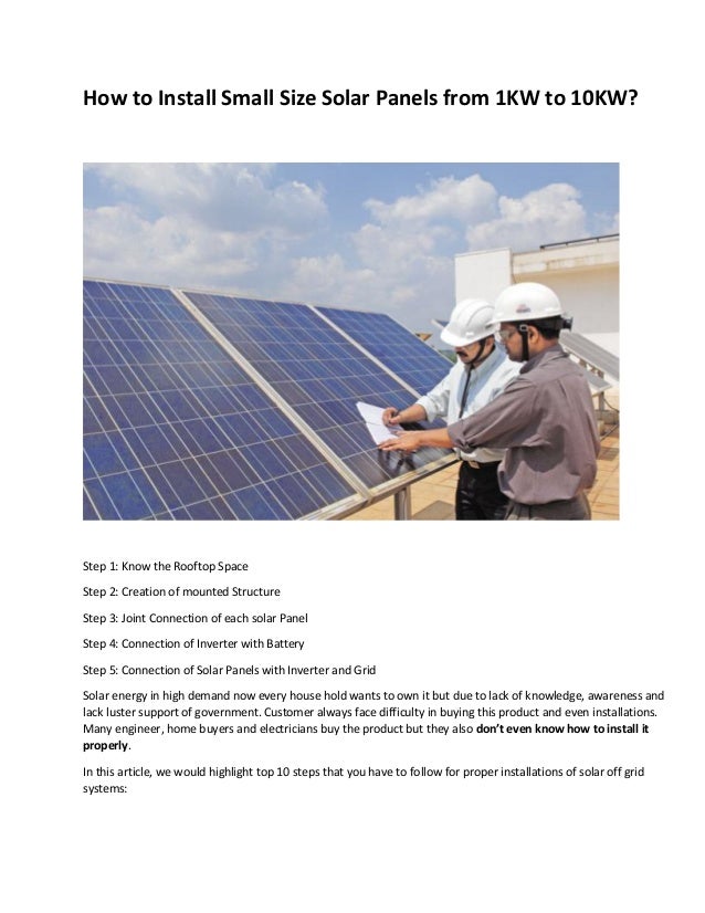 How To Install Small Size Solar Panels From 1 Kw To 10kw