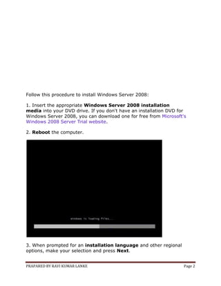 How to install windows server 2008 | PDF