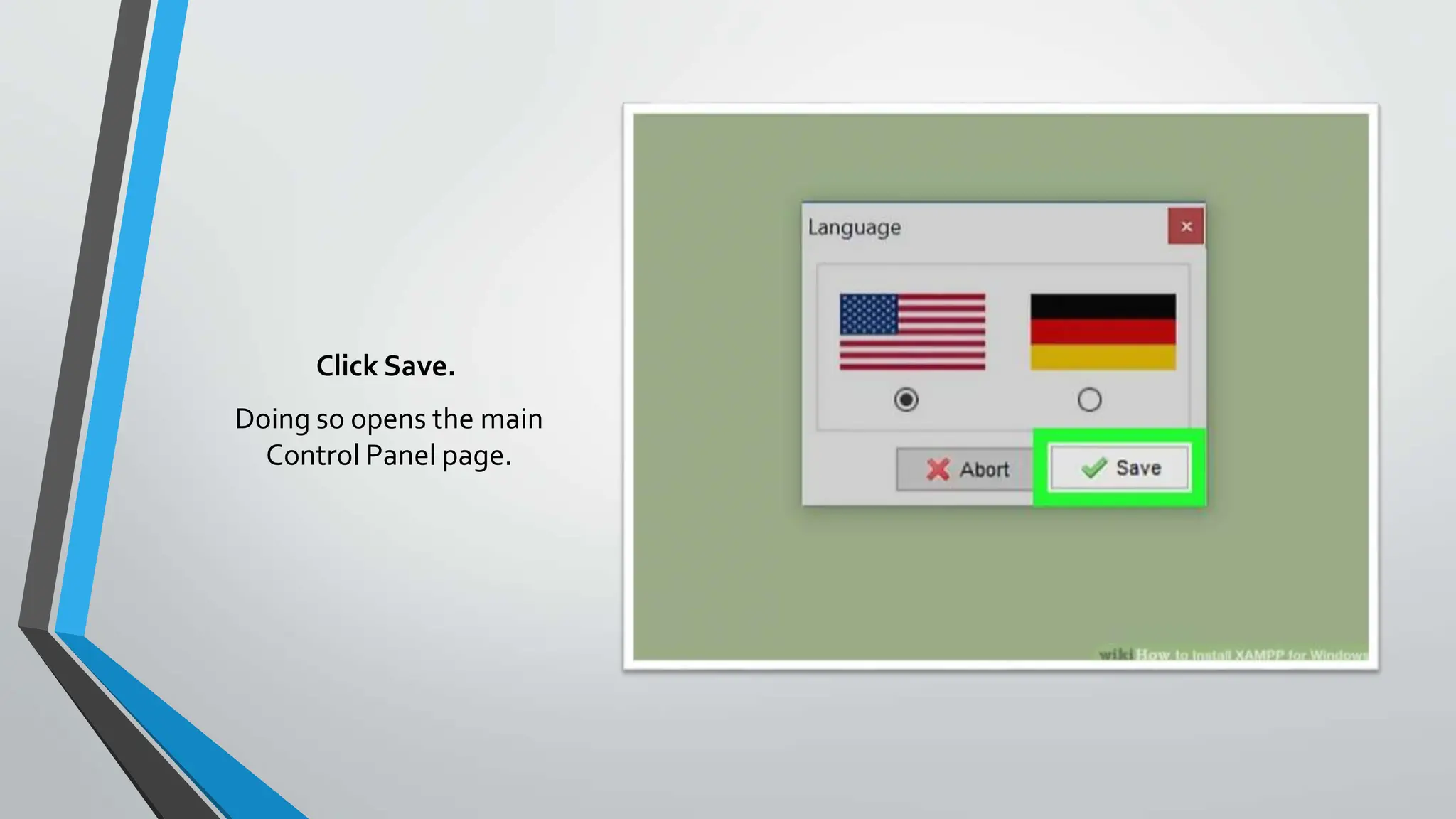 Click Save.
Doing so opens the main
Control Panel page.
 