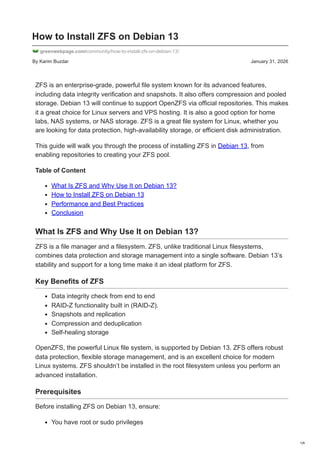 How to Install ZFS on Debian 13. pdf | PDF