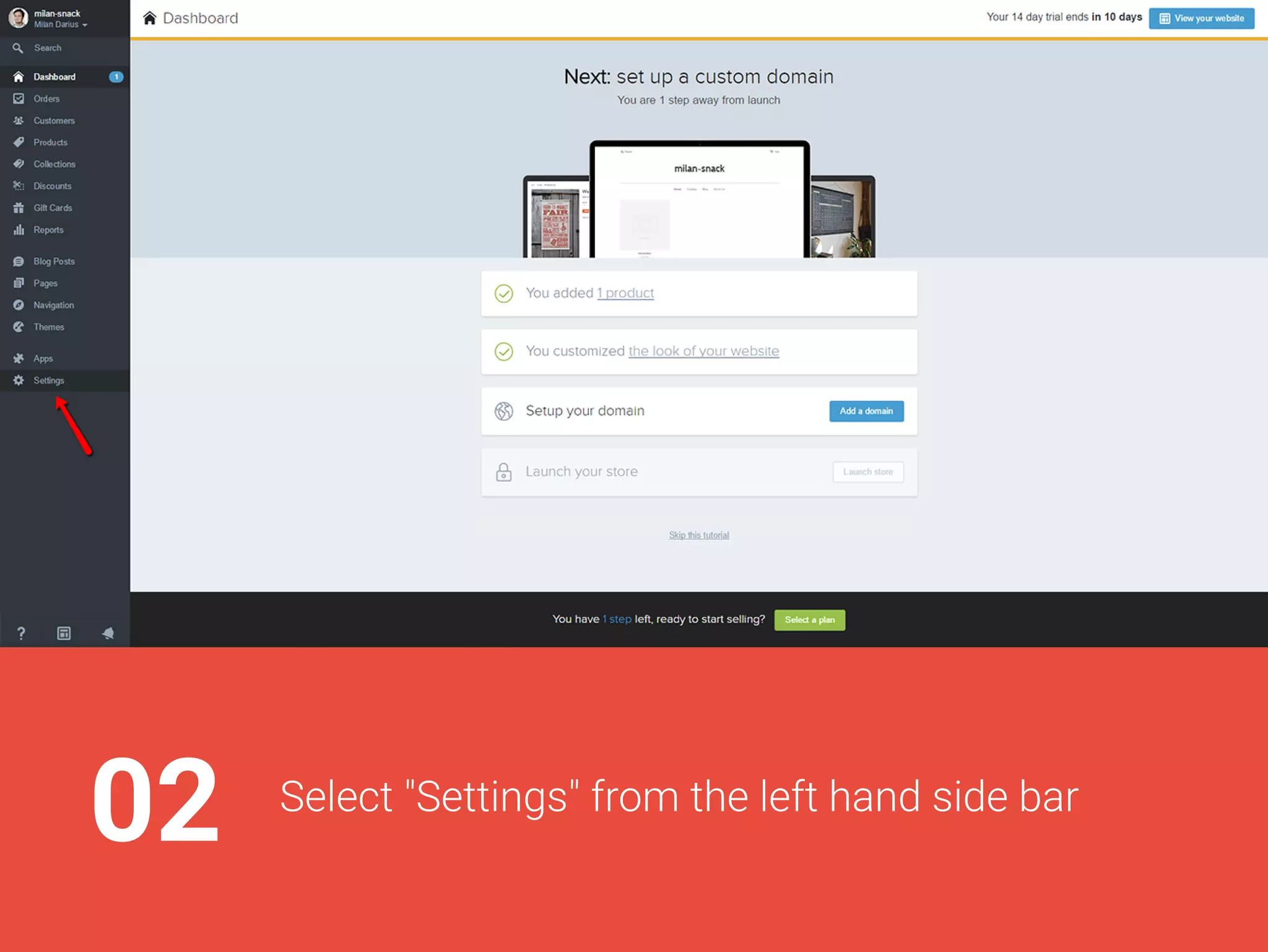 02Select"Settings"fromthelefthandsidebar
 