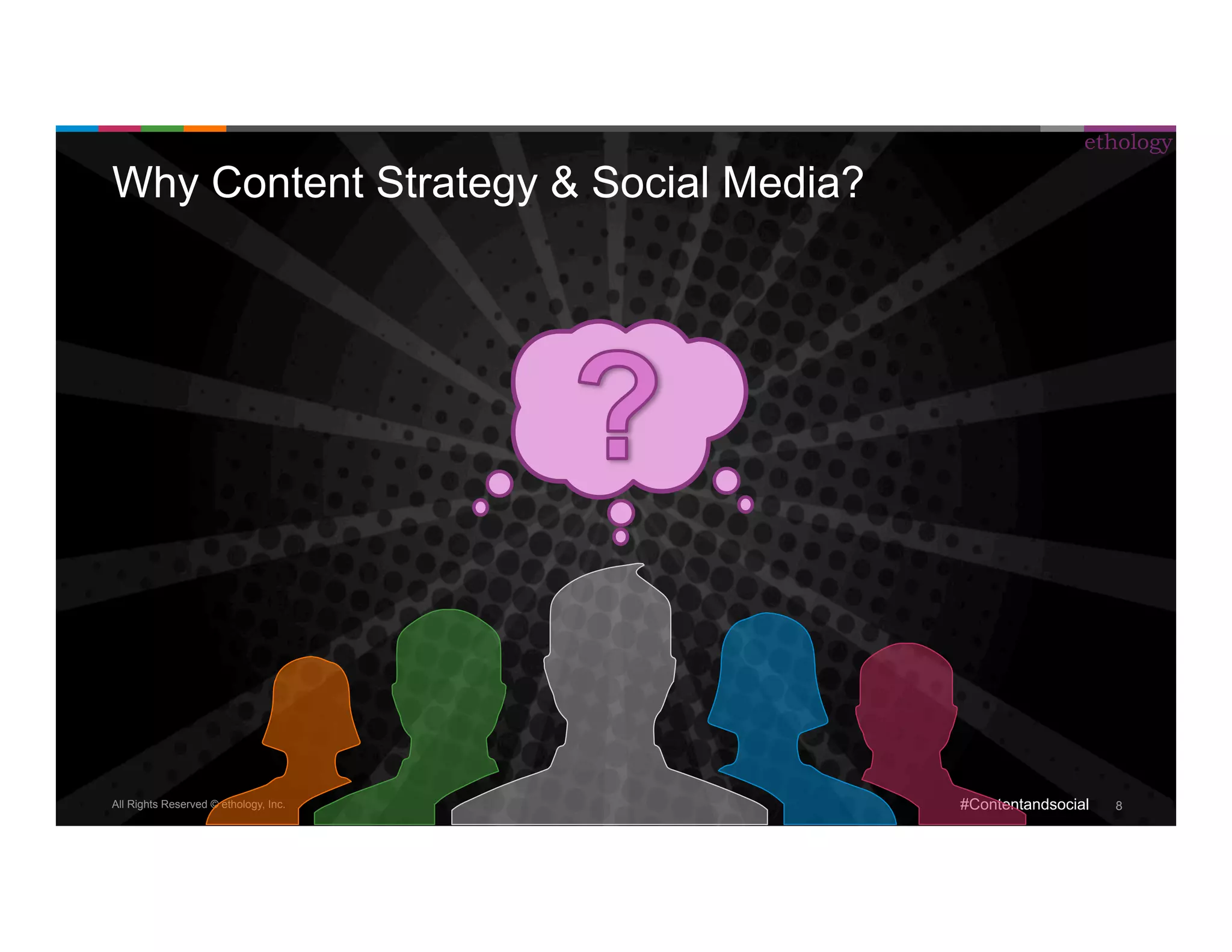 All Rights Reserved © ethology, Inc. 
ethology 
#Contentandsocial 8 
Why Content Strategy & Social Media? 
 