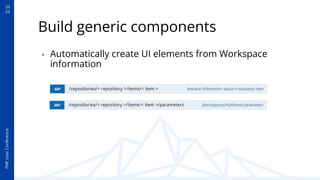 20
22
FME
User
Conference
Build generic components
• Automatically create UI elements from Workspace
information
 