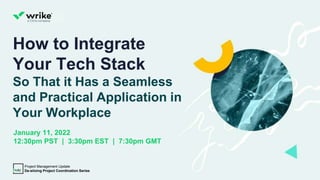 © 2021 Citrix Systems, Inc. Confidential.
How to Integrate
Your Tech Stack
So That it Has a Seamless
and Practical Application in
Your Workplace
Project Management Update
De-siloing Project Coordination Series
January 11, 2022
12:30pm PST | 3:30pm EST | 7:30pm GMT
 