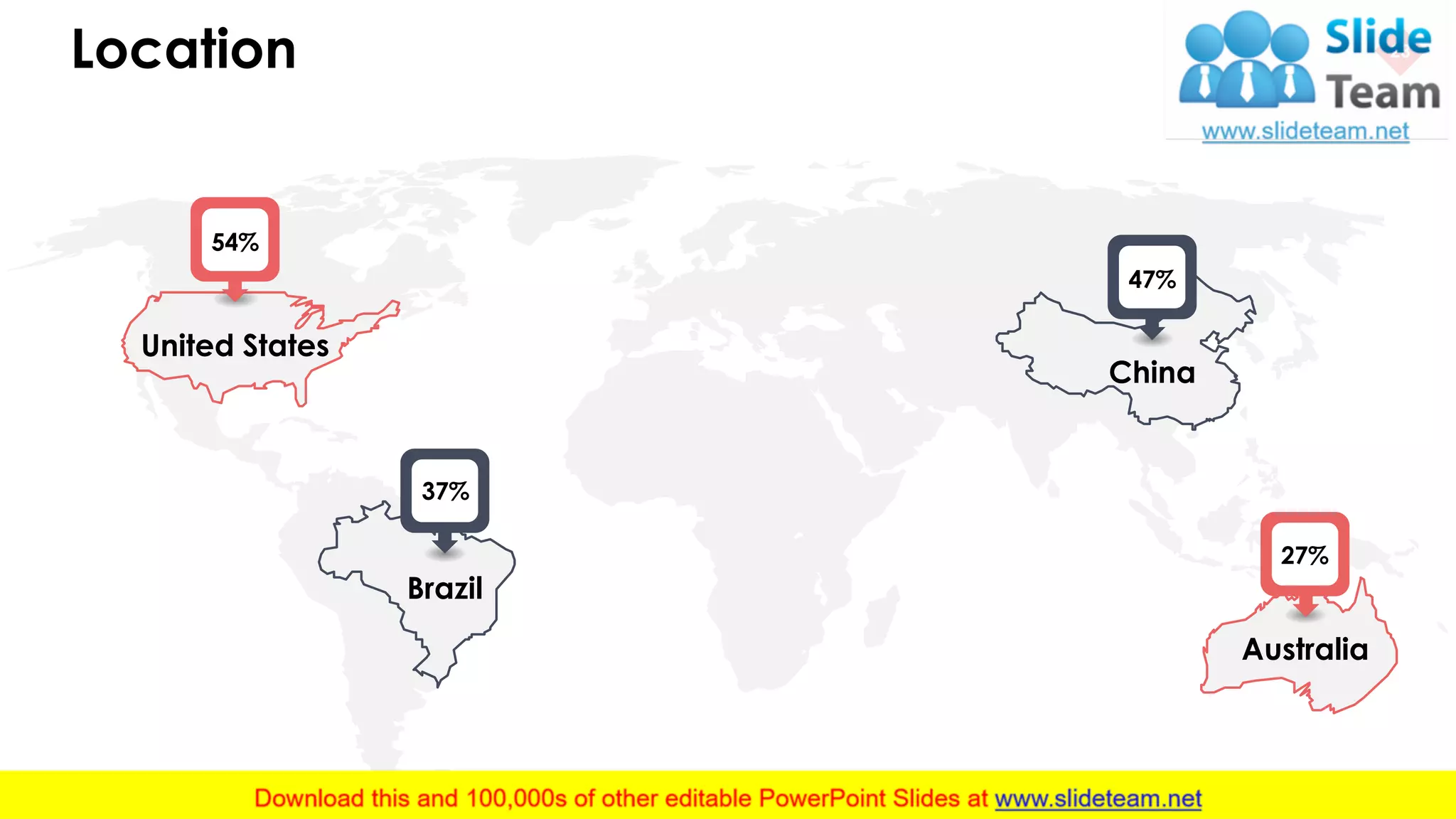Location 28
54%
United States
27%
Australia
37%
Brazil
47%
China
This slide is 100% editable. Adapt it to your needs and capture your audience's attention.
 