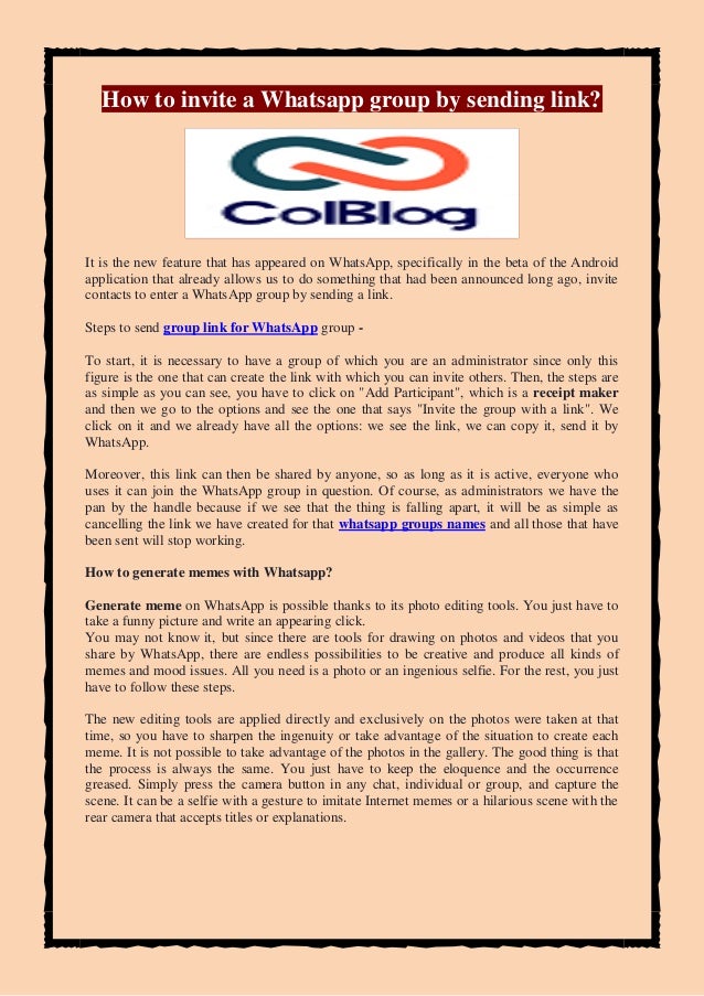 How to invite a Whatsapp group by sending link?