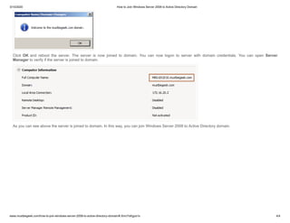 How to join clients to windows server 2008 to active directory domain | PDF