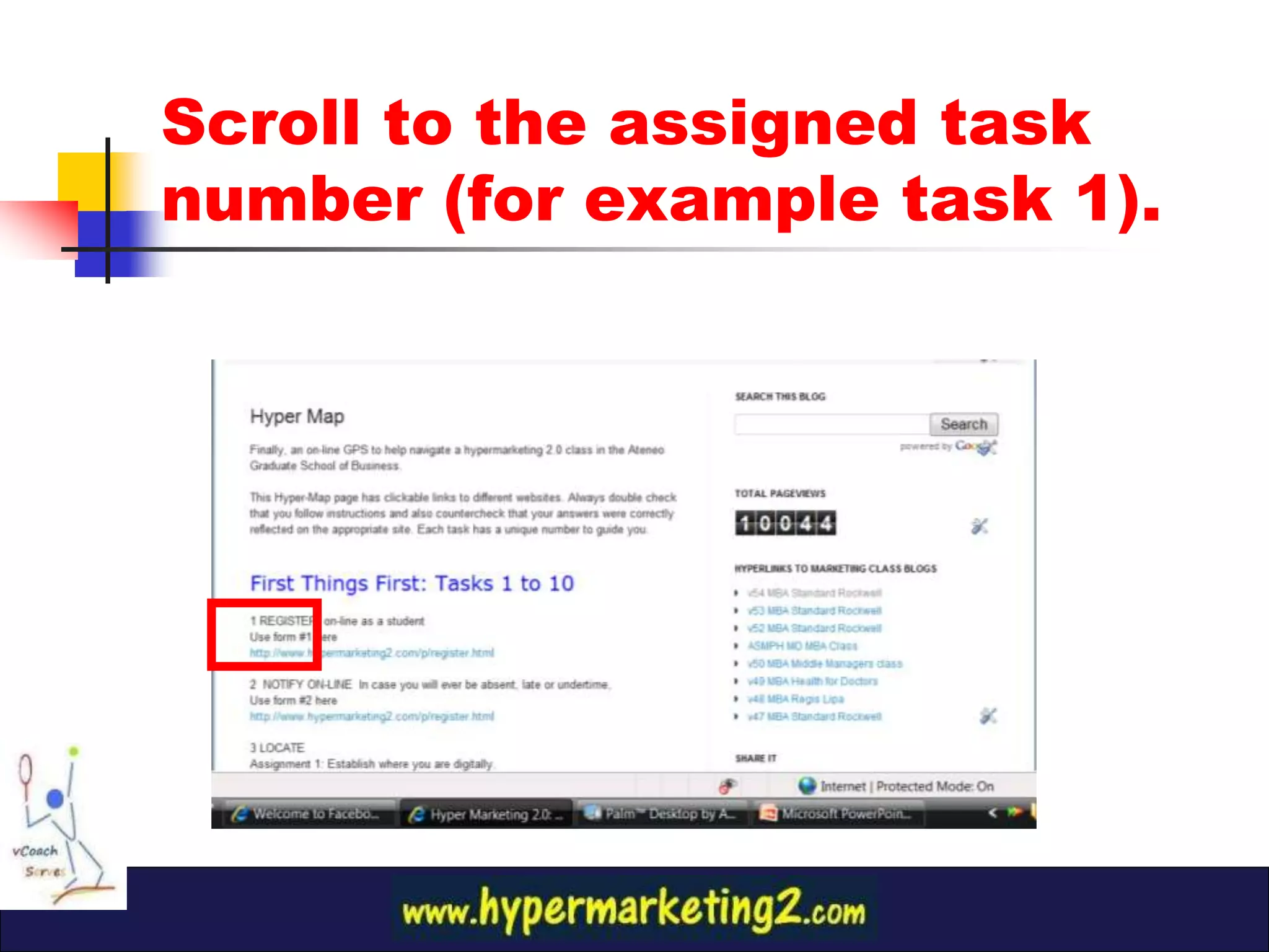 Scroll to the assigned task
number (for example task 1).
 
