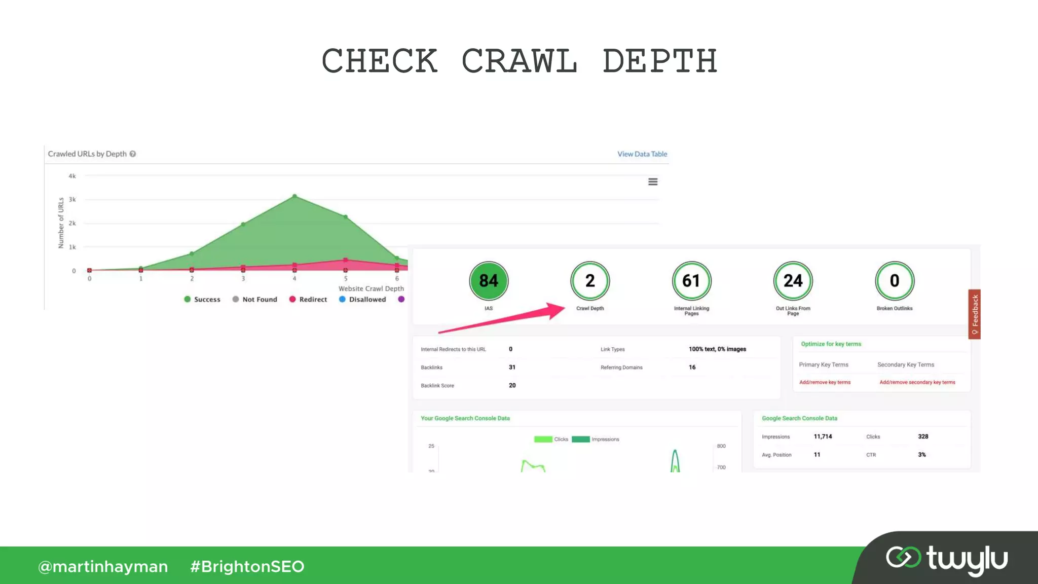 CHECK CRAWL DEPTH
 