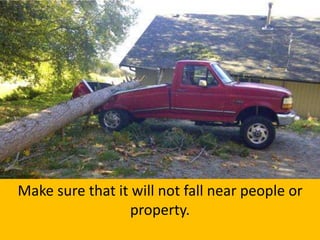 Make sure that it will not fall near people or
property.
 