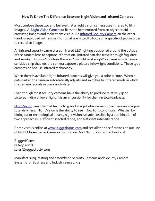 How To Know The Difference Between Night Vision and Infrared Cameras