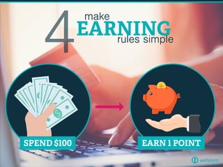EARNING
make
rules simple
EARN 1 POINTSPEND $100
4
 