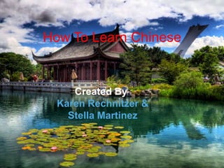 How To Learn Chinese


     Created By:
  Karen Rechnitzer &
    Stella Martinez
 