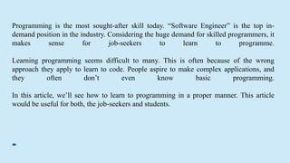 How to learn programming for begineers! | PPT