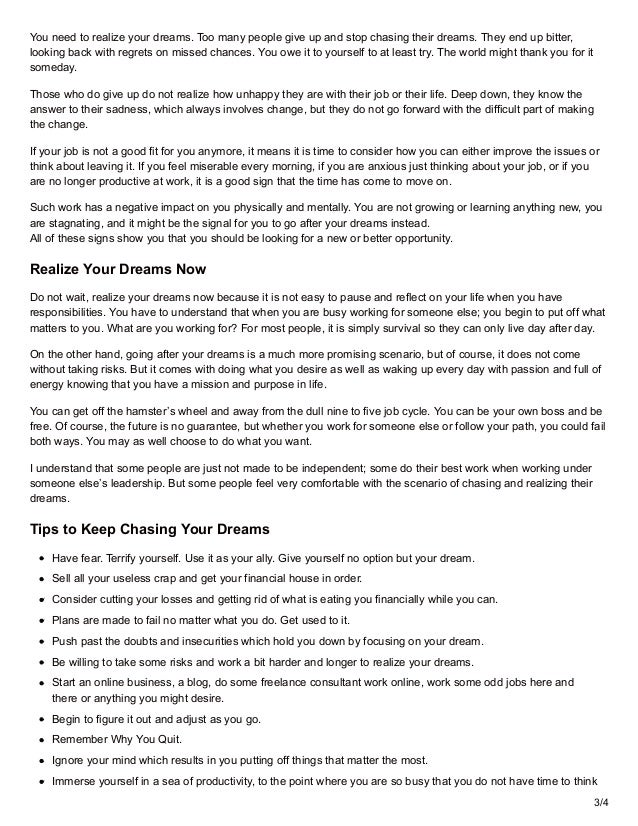 How To Leave Your Job To Realize Your Dreams