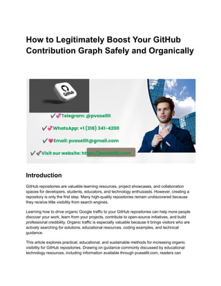 How to Legitimately Boost Your GitHub Contribution Graph Safely and ...