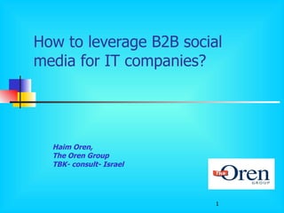 How to leverage B2B social media for IT companies? Haim Oren,  The Oren Group TBK- consult- Israel 