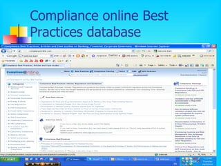 Compliance online Best Practices database 