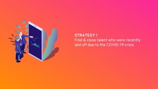 STRATEGY 1
Find & close talent who were recently
laid off due to the COVID-19 crisis
 