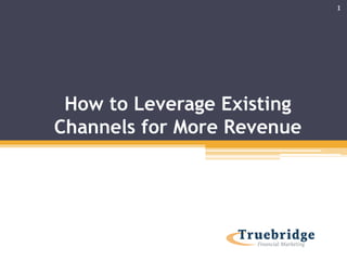 How to Leverage Existing
Channels for More Revenue
1
 