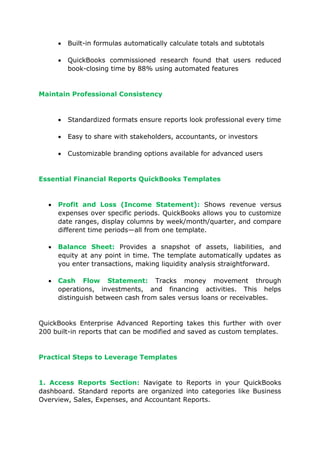 How to Leverage QuickBooks Reporting Templates to Streamline Your ...