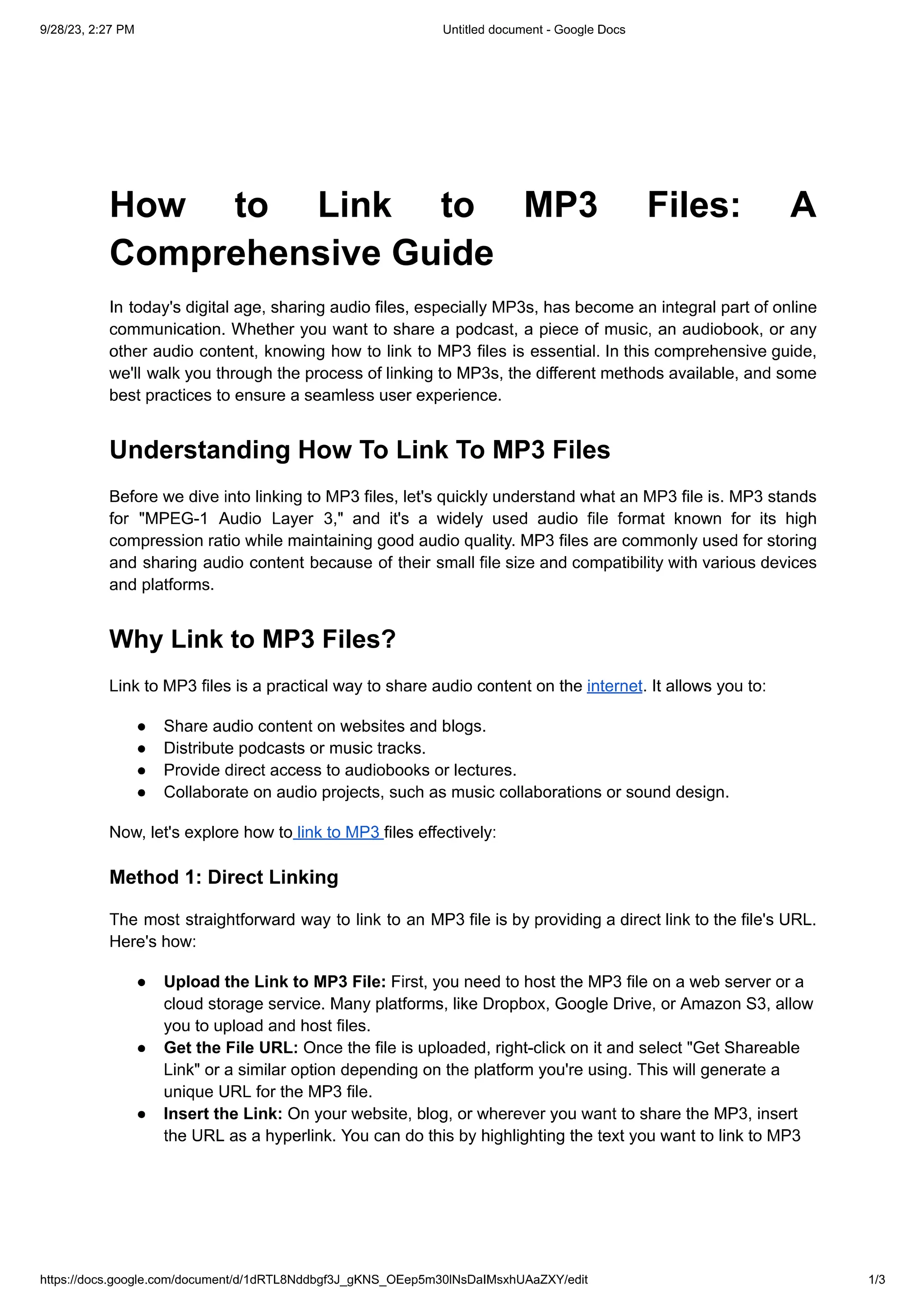 How to Link to MP3 Files-A Comprehensive Guide | PDF