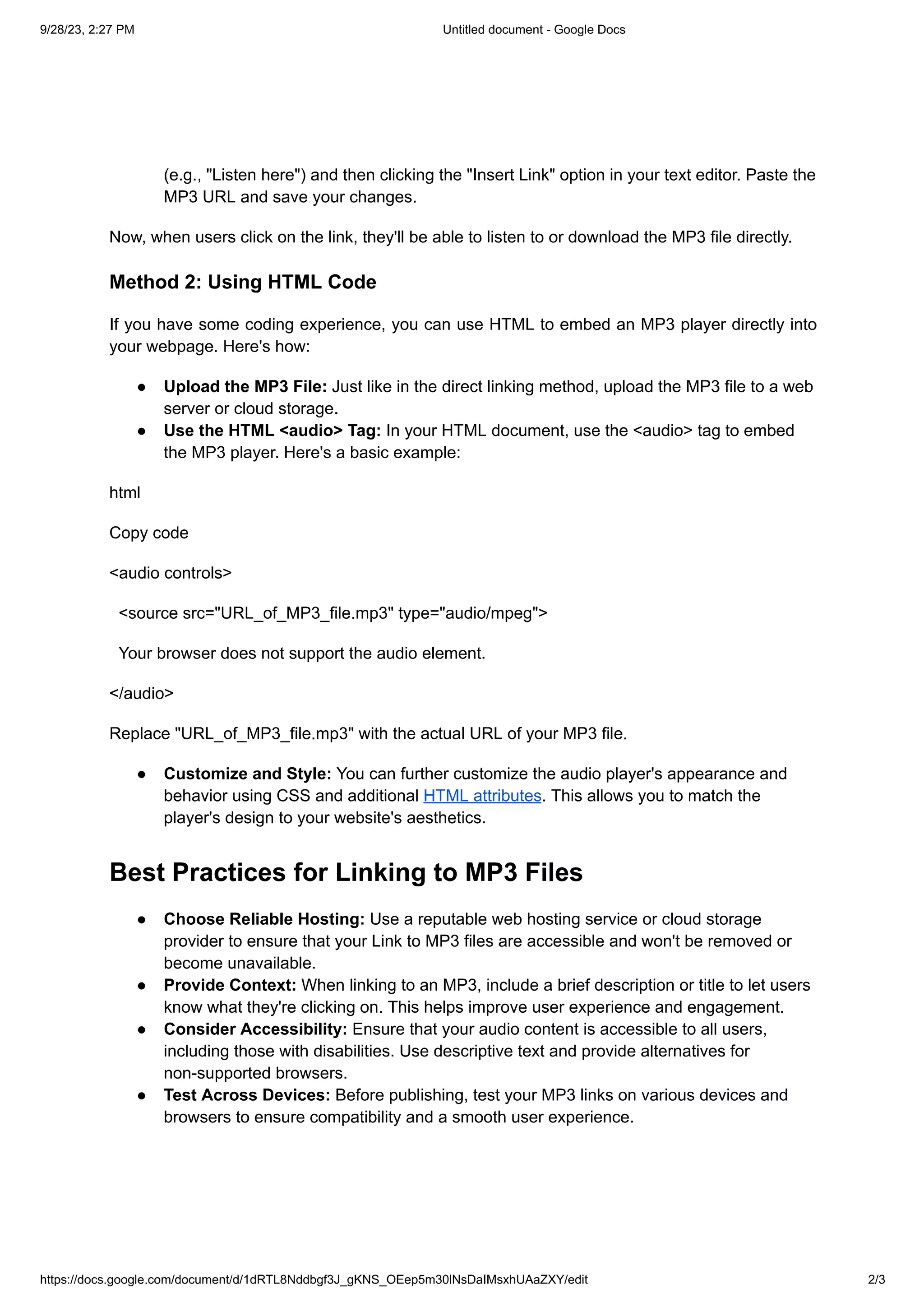 Mp3 File Structure Pdf How to Link to MP3 Files-A Comprehensive Guide | PDF