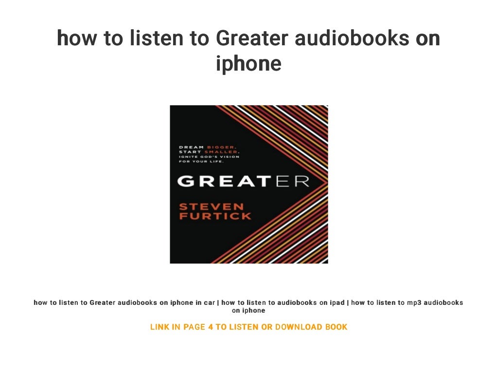 how to listen to Greater audiobooks on iphone