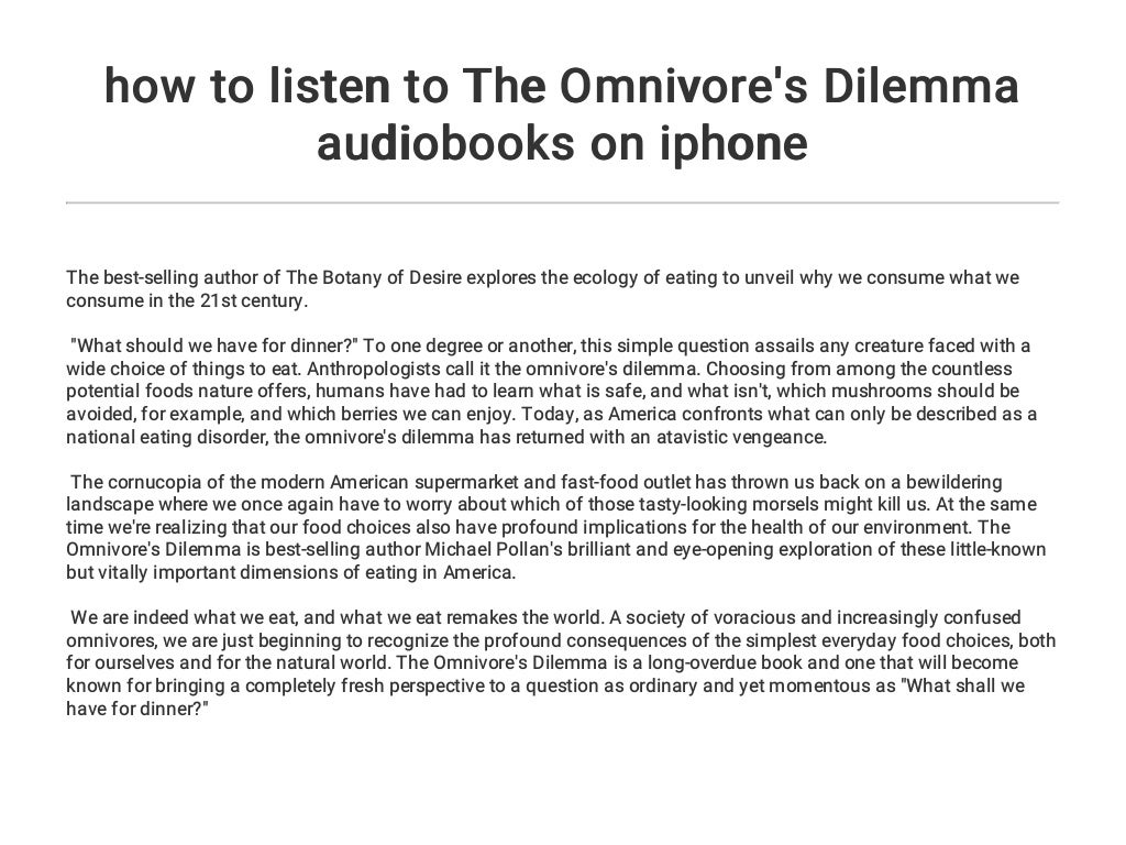How To Listen To The Omnivore s Dilemma Audiobooks On Iphone how-to-listen-to-the-omnivore-s-dilemma-audiobooks-on-iphone