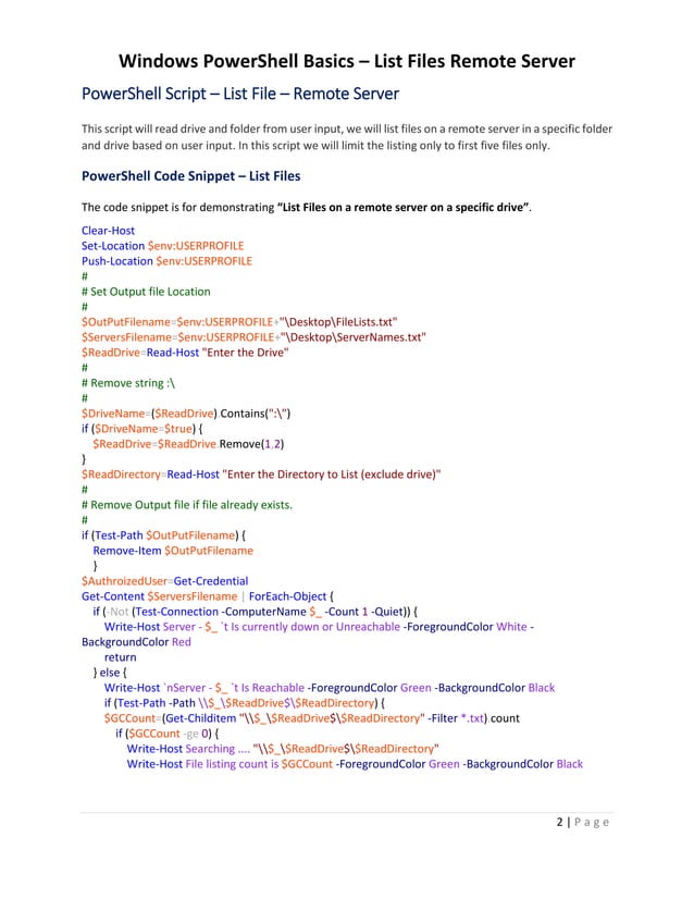 How To List Files on Remote Server PowerShell PDF