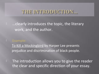 In order to be complete, your essay
must include the following :
 