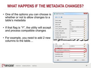 21
WHAT HAPPENS IF THE METADATA CHANGES?
• One of the options you can choose is
whether or not to allow changes to a
table...