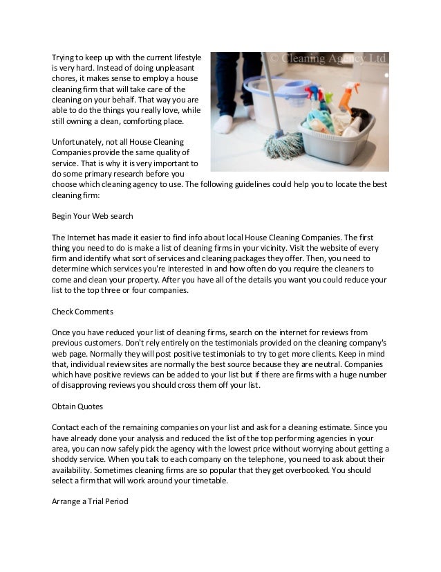 How to locate the most appropriate House Cleaning Companies