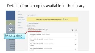 Details of print copies available in the library
Details of the holdings
available in the library
 