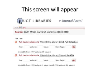 This screen will appear
 