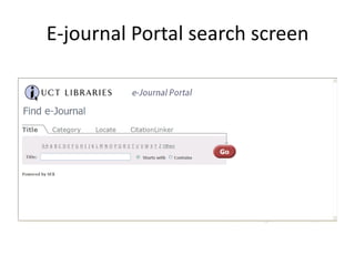 E-journal Portal search screen
 