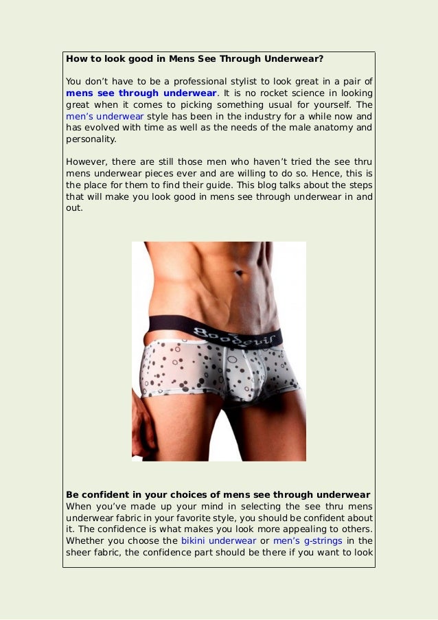 How To Look Good In Mens See Through Underwear How To Look Good In Mens See Through Underwear