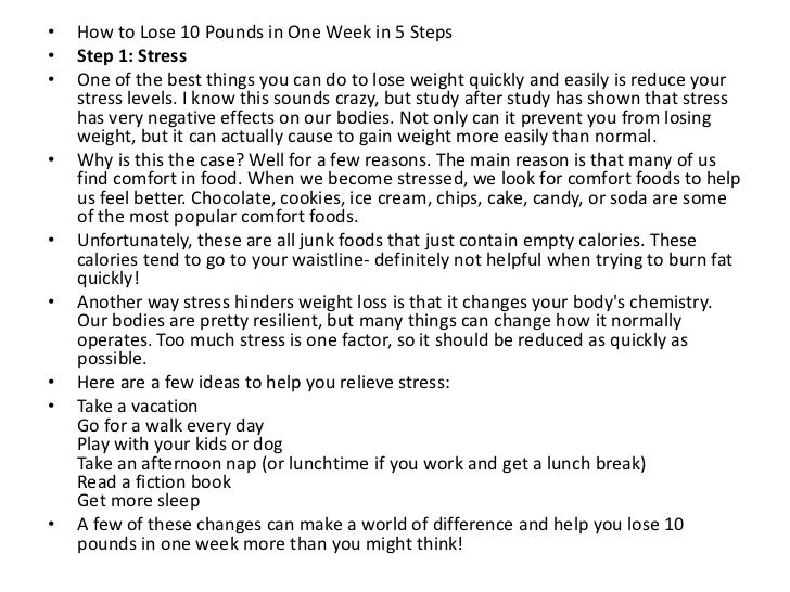 how to lose weight really fast in 1 week
