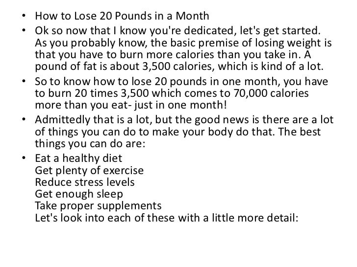 how to lose 20 pounds in a healthy way