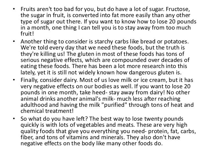 how to lose 20 pounds with fruit