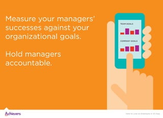 Measure your managers’
successes against your
organizational goals.
Hold managers
accountable.
How to Lose an Employee in ...