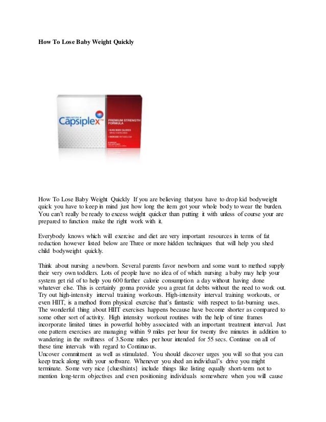 How To Lose Baby Weight Quickly