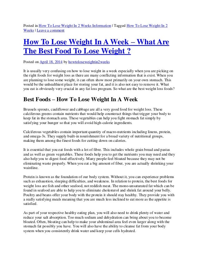 how to i lose weight in 2 weeks
