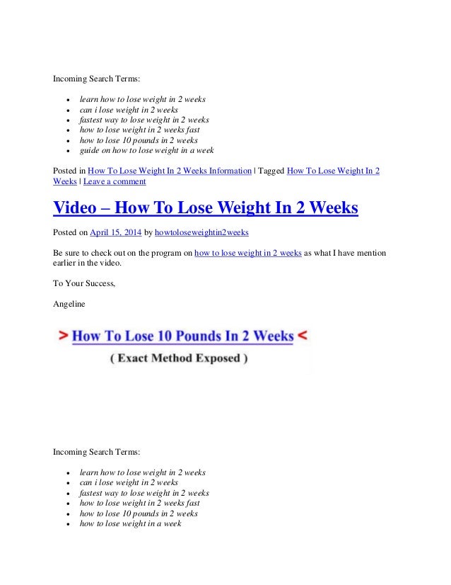 how to lose visible weight in 2 weeks